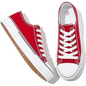 Adokoo Womens Size 8 Red Canvas Low Top Fashon Lace Up Classic Sneaker Shoes